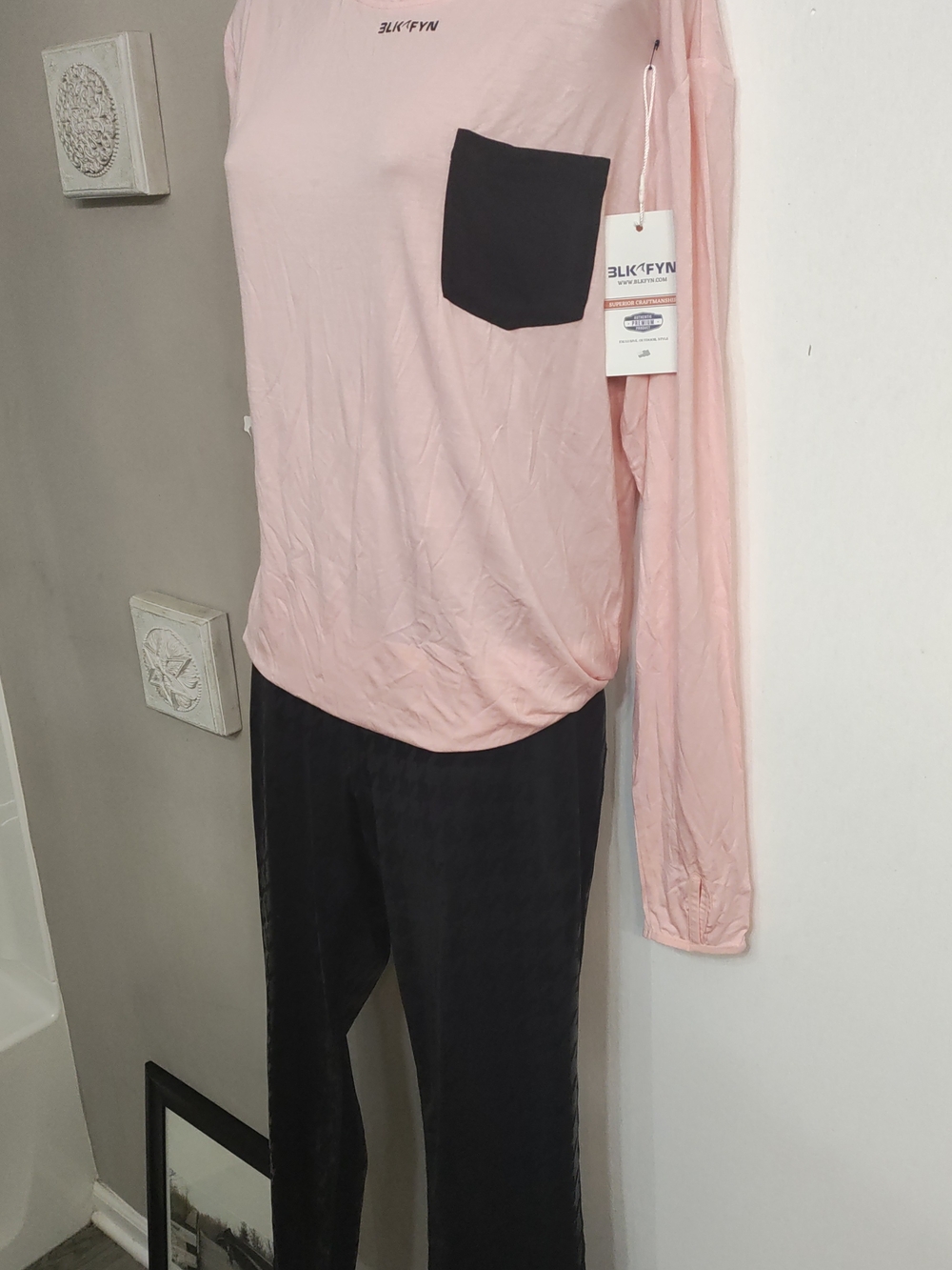 ✨BLK+FYN Pink Long Sleeve Top with Black Pocket/Xersion Leggings Set( Both Pc(L)
